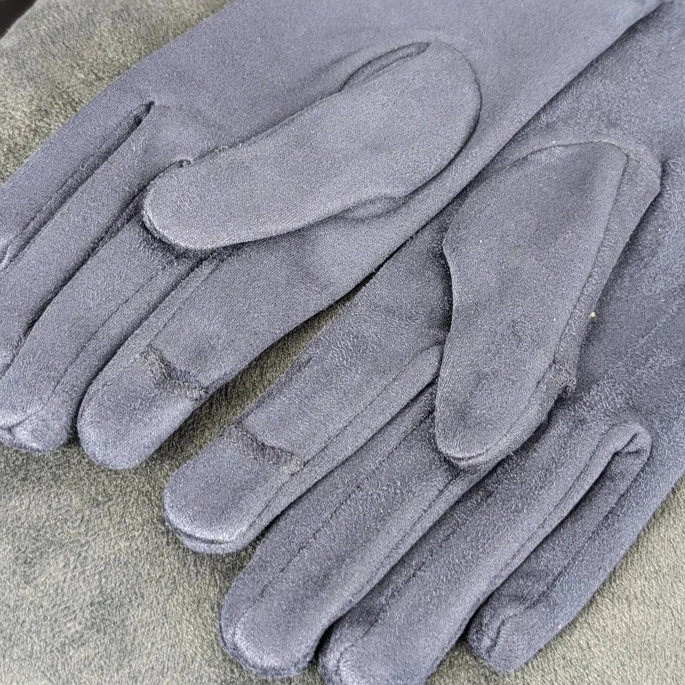 Navy blue ultra suede gloves, touchscreen, driving, unisex
